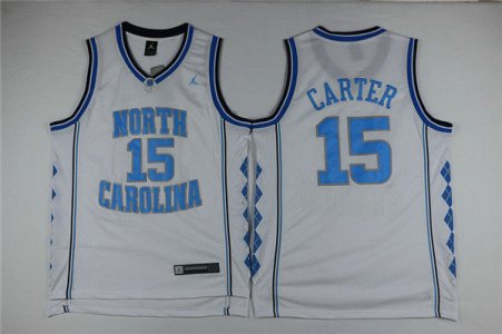 Maillot De Basket NCAA North Carolina University Vince Carter 15 Engrener Blanc